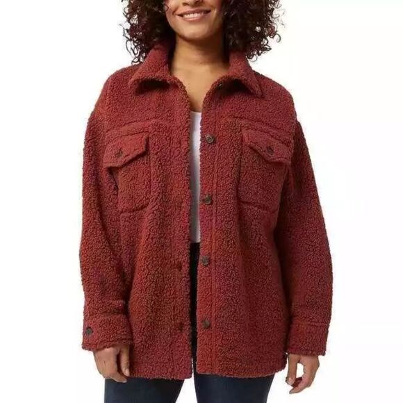 Women's 32 Degrees Heat Cozy Shirt Jacket Rust Orange Red Color Size M/L - Picture 1 of 8